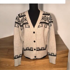 Tahari Cream‎ and Black Patterned Cardigan Size Medium